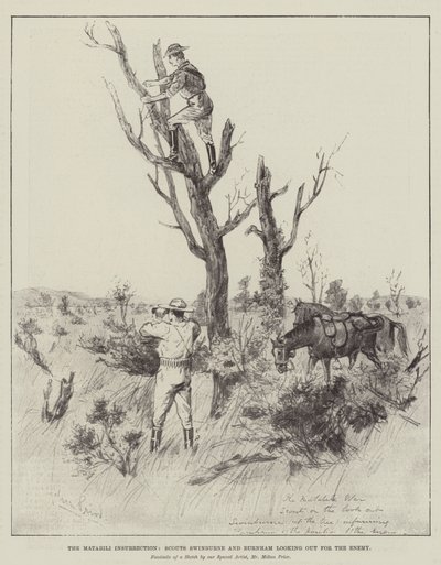 The Matabili Insurrection, Scouts Swinburne and Burnham looking out for the Enemy by Melton Prior